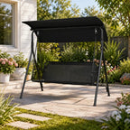 67.75" 3-Person Outdoor Patio Swing with Adjustable Canopy and Cushioned Seat