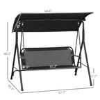 67.75" 3-Person Outdoor Patio Swing with Adjustable Canopy and Cushioned Seat