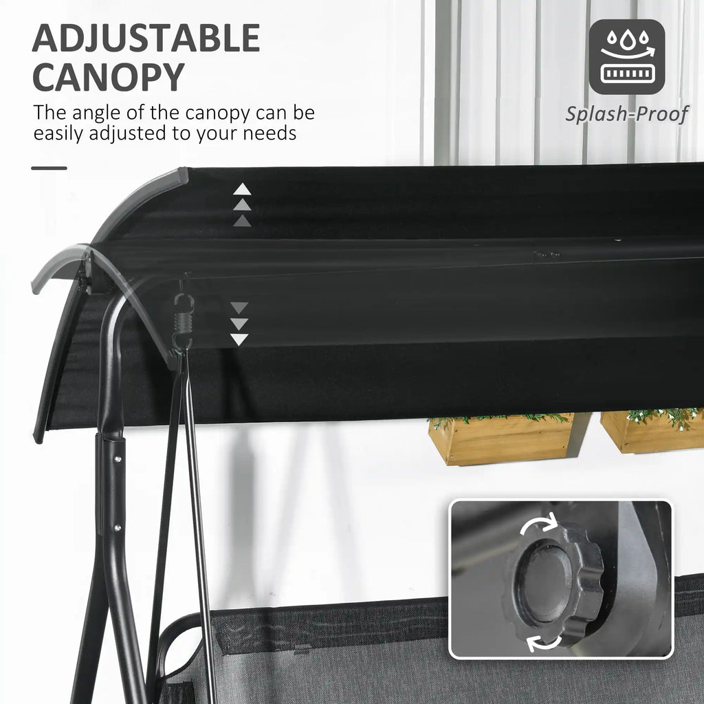 67.75" 3-Person Outdoor Patio Swing with Adjustable Canopy and Cushioned Seat