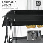 67.75" 3-Person Outdoor Patio Swing with Adjustable Canopy and Cushioned Seat