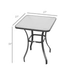27" Square Tempered Glass Bistro Table with Powder-Coated Steel Frame