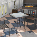 27" Square Tempered Glass Bistro Table with Powder-Coated Steel Frame