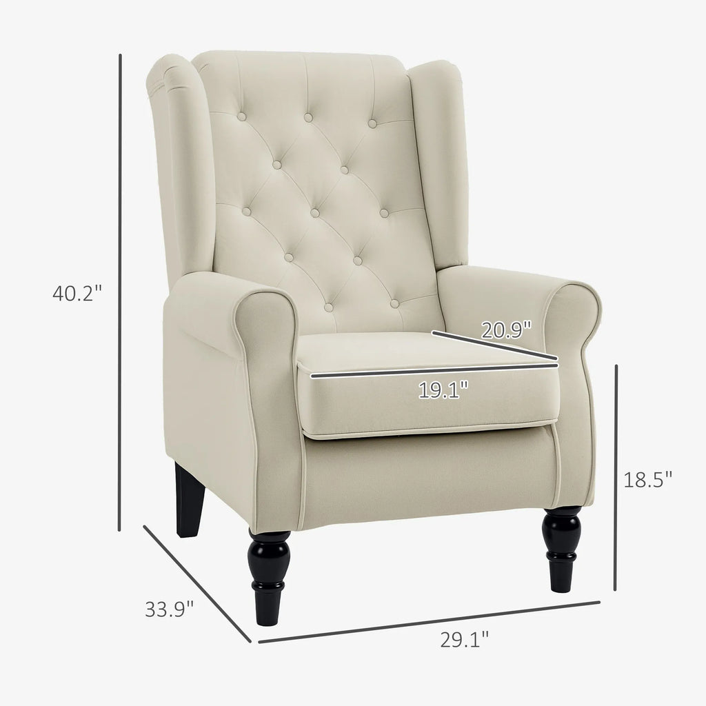 Tufted Wingback Accent Chair with Rolled Arms