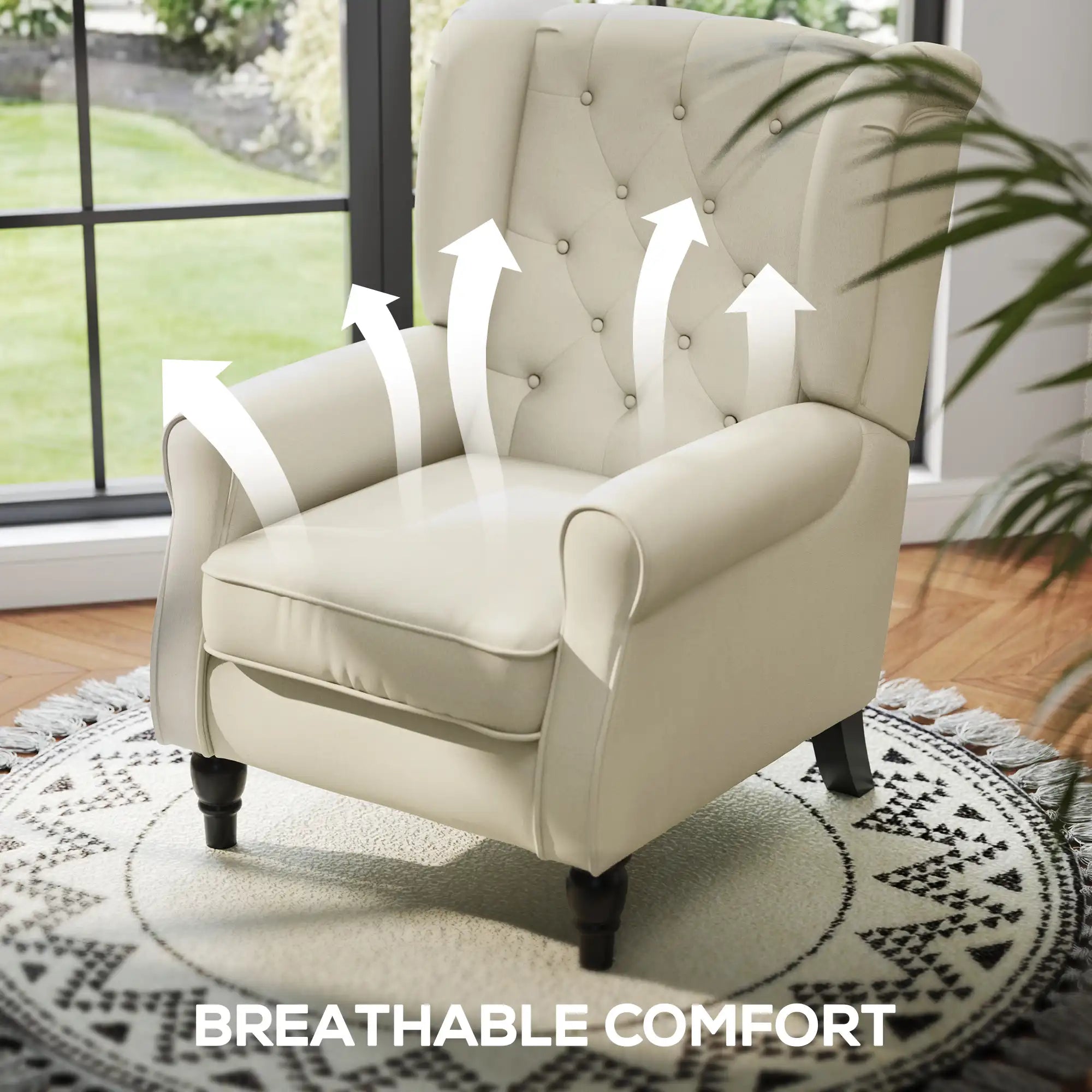 Tufted Wingback Accent Chair with Rolled Arms