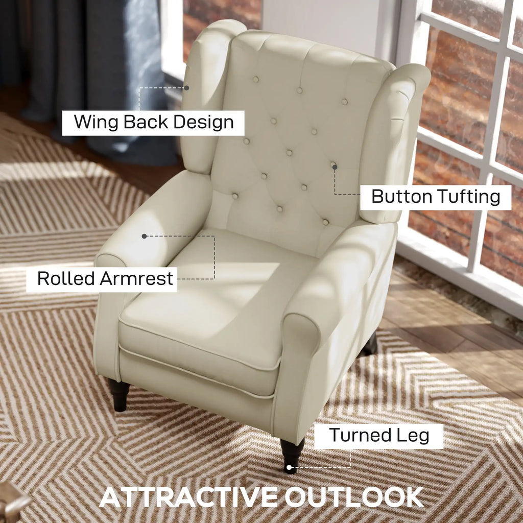 Tufted Wingback Accent Chair with Rolled Arms