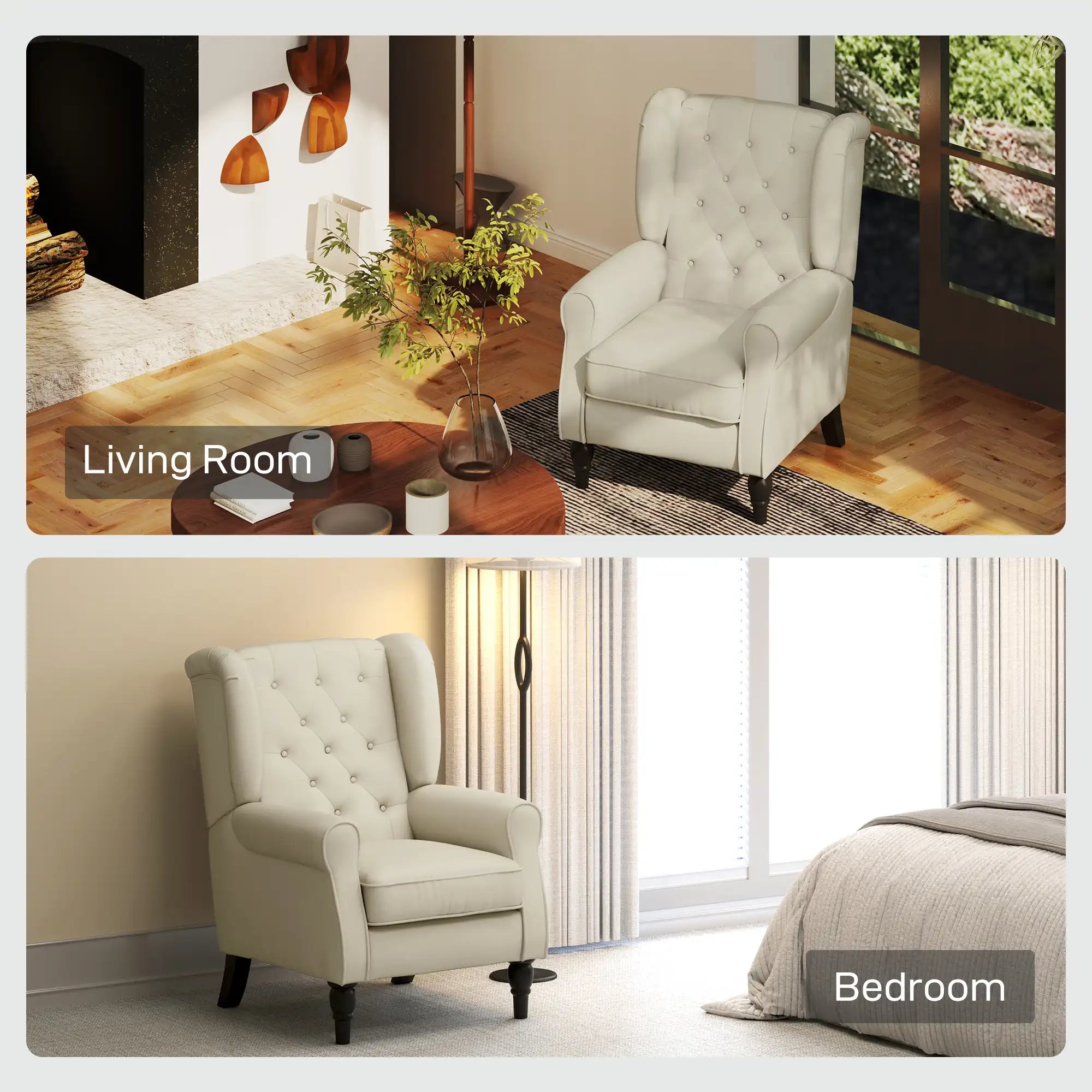 Tufted Wingback Accent Chair with Rolled Arms
