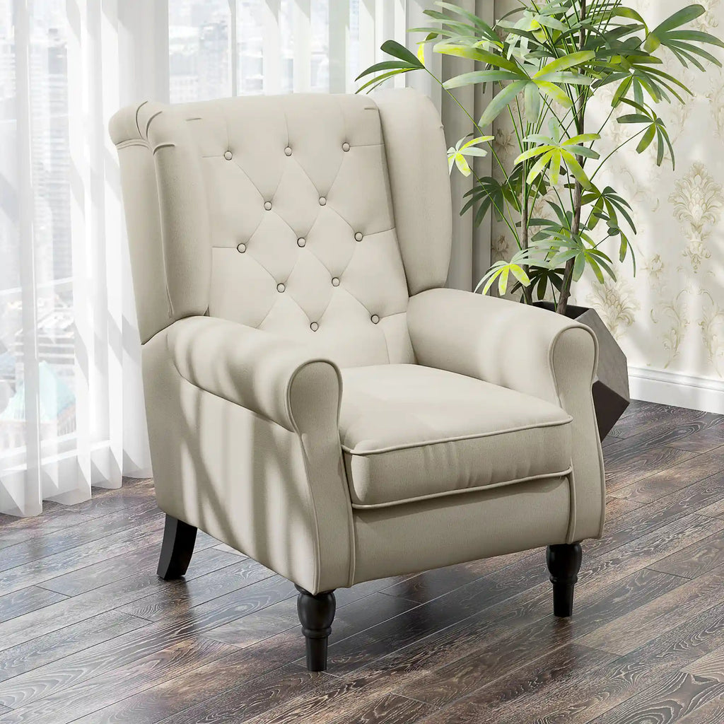 Tufted Wingback Accent Chair with Rolled Arms