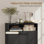 41" Slim Shoe Storage Cabinet with 2 Flip Drawers, Adjustable Dividers and Open Shelf