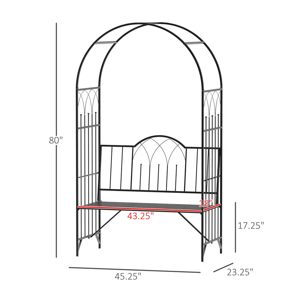 80" Metal Garden Arbor Bench with Dual Trellises for Climbing Plants