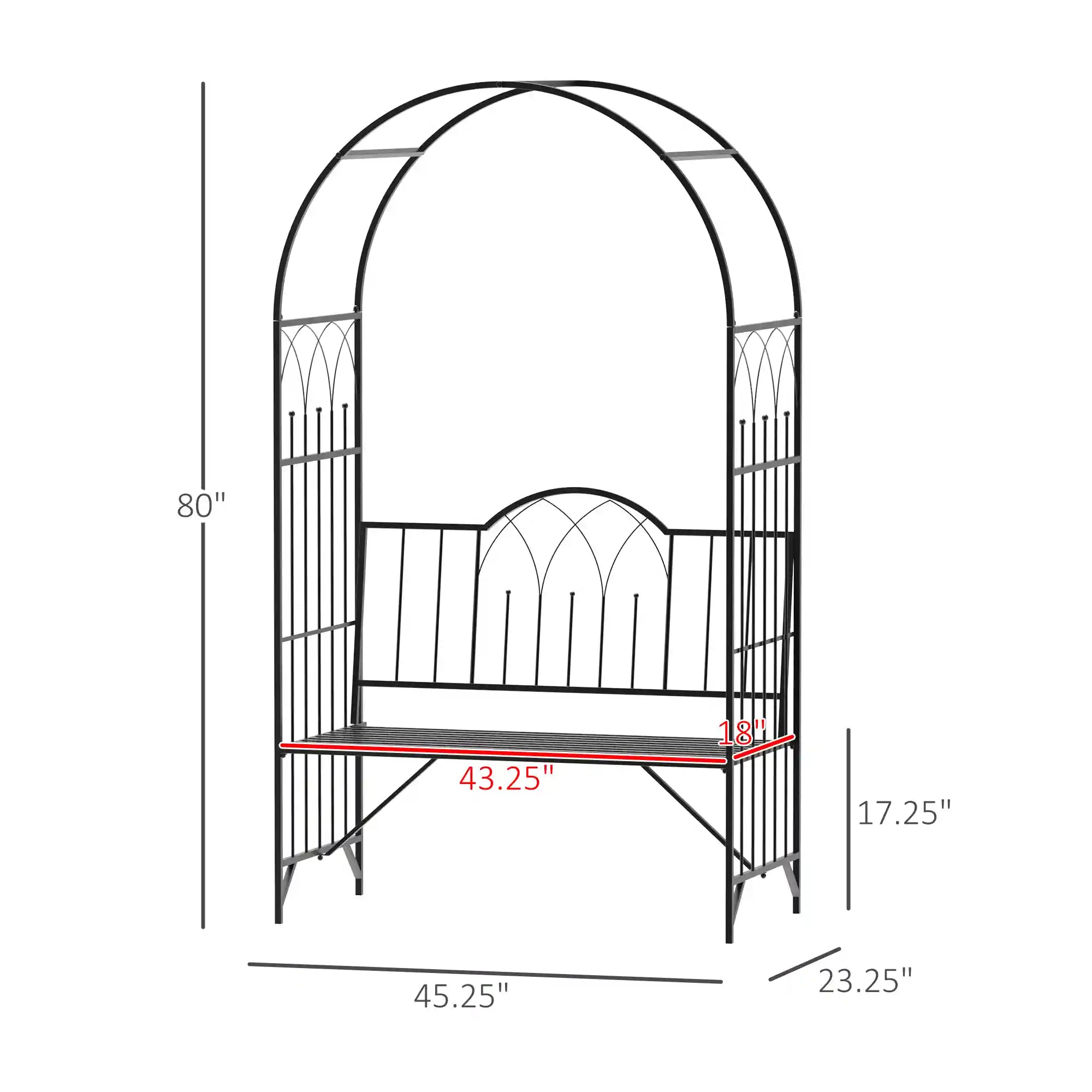 80" Metal Garden Arbor Bench with Dual Trellises for Climbing Plants