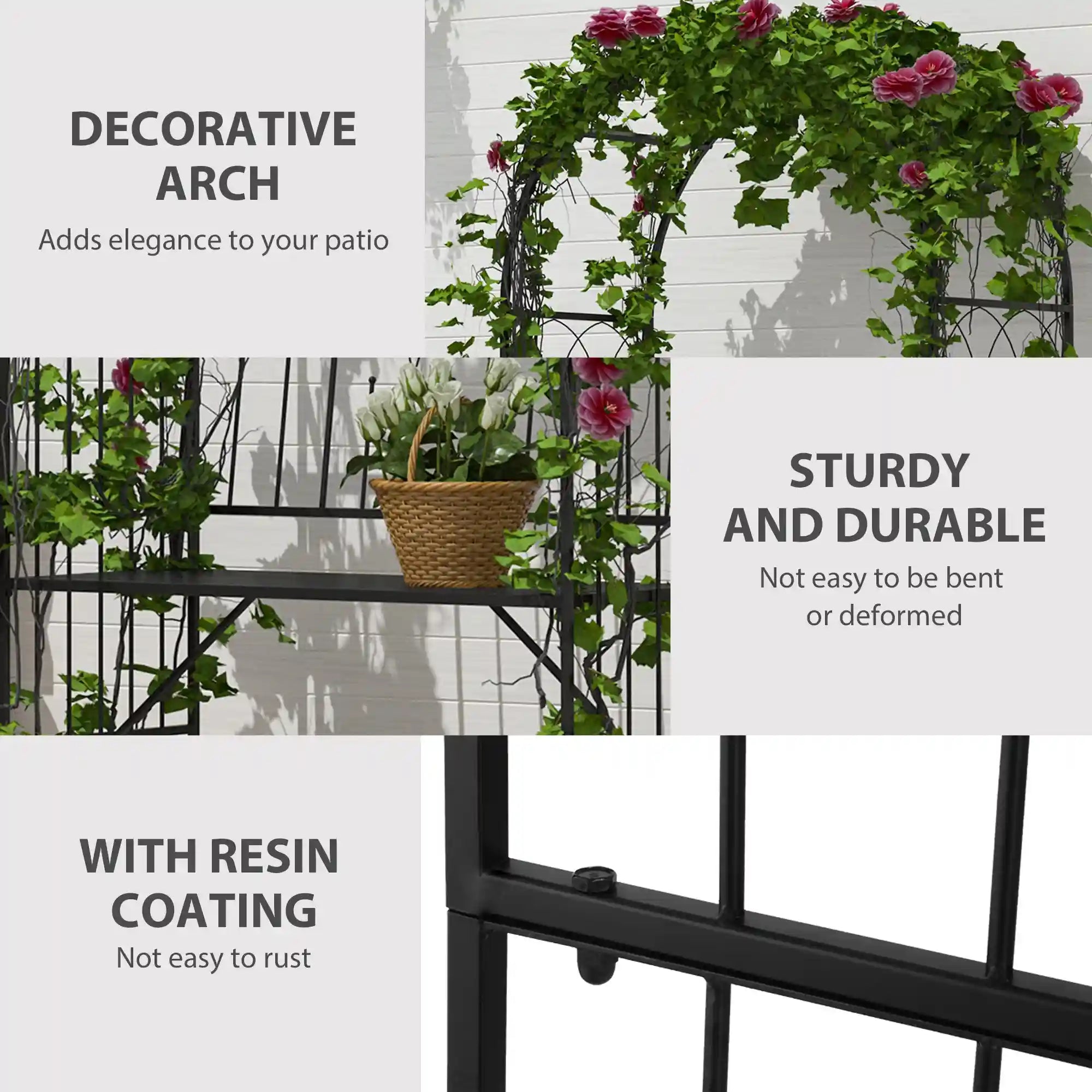 80" Metal Garden Arbor Bench with Dual Trellises for Climbing Plants