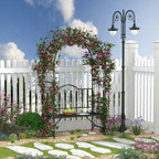 80" Metal Garden Arbor Bench with Dual Trellises for Climbing Plants