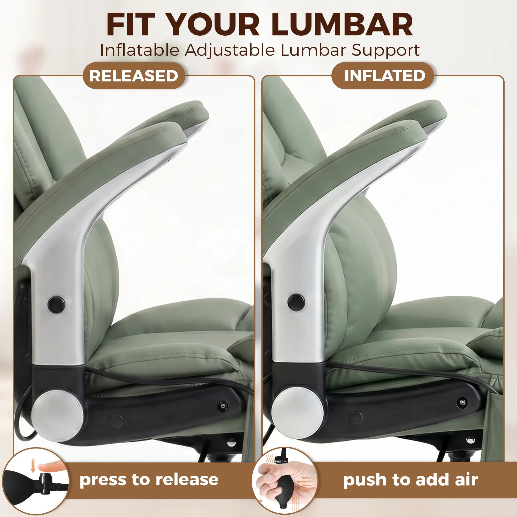 Big and Tall Ergonomic Office Chair with Adjustable Airbag Lumbar Support and Flip-Up Arms