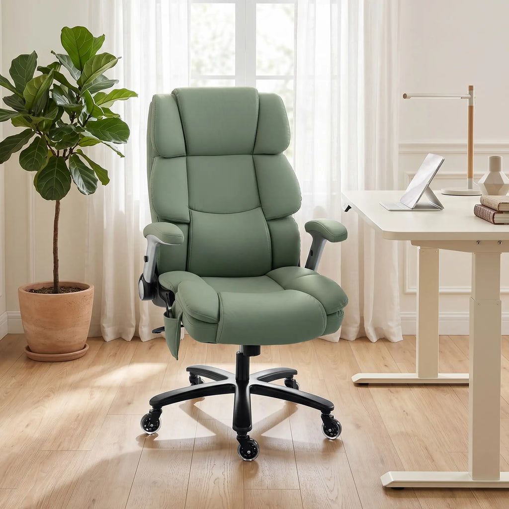 Big and Tall Ergonomic Office Chair with Adjustable Airbag Lumbar Support and Flip-Up Arms