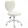 Heart-Shaped Armless Swivel Vanity Chair with Adjustable Height and Rolling Base