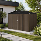 8' × 6' Metal Outdoor Storage Shed with Hinged Double Doors and Apex Roof