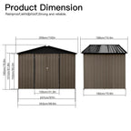 8' × 6' Metal Outdoor Storage Shed with Hinged Double Doors and Apex Roof