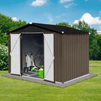 8' × 6' Metal Outdoor Storage Shed with Hinged Double Doors and Apex Roof