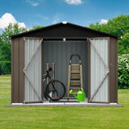 8' × 6' Metal Outdoor Storage Shed with Hinged Double Doors and Apex Roof