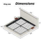 King Size Cloud Sherpa Upholstered Platform Bed with Adjustable Sliding Side Tables