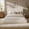 Queen Size Sherpa Cloud Platform Bed with Adjustable Sliding Side Tables