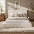 Queen Size Sherpa Cloud Platform Bed with Adjustable Sliding Side Tables
