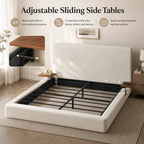 Queen Size Sherpa Cloud Platform Bed with Adjustable Sliding Side Tables