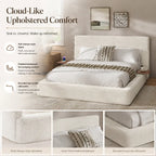 Queen Size Sherpa Cloud Platform Bed with Adjustable Sliding Side Tables