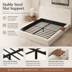 Queen Size Sherpa Cloud Platform Bed with Adjustable Sliding Side Tables