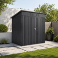 6' × 4' Galvanized Steel Outdoor Storage Shed with Lockable Double Doors