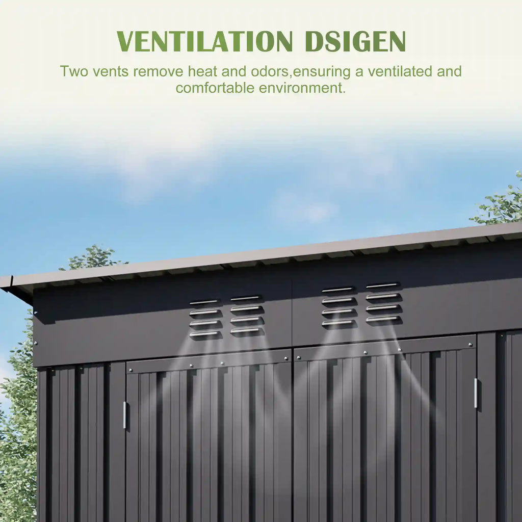 6' × 4' Galvanized Steel Outdoor Storage Shed with Lockable Double Doors