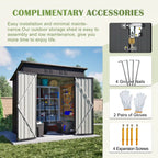 6' × 4' Galvanized Steel Outdoor Storage Shed with Lockable Double Doors