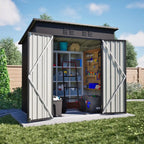 6' × 4' Galvanized Steel Outdoor Storage Shed with Lockable Double Doors