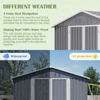 8' × 12' Galvanized Steel Outdoor Storage Shed with Floor Frame and Lockable Double Doors