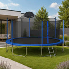 14' Outdoor Trampoline with Basketball Hoop, Ladder and Safety Enclosure