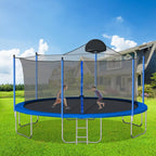 14' Outdoor Trampoline with Basketball Hoop, Ladder and Safety Enclosure
