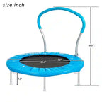 36" Blue Mini Trampoline with Safety Handle and Padded PVC Frame Cover