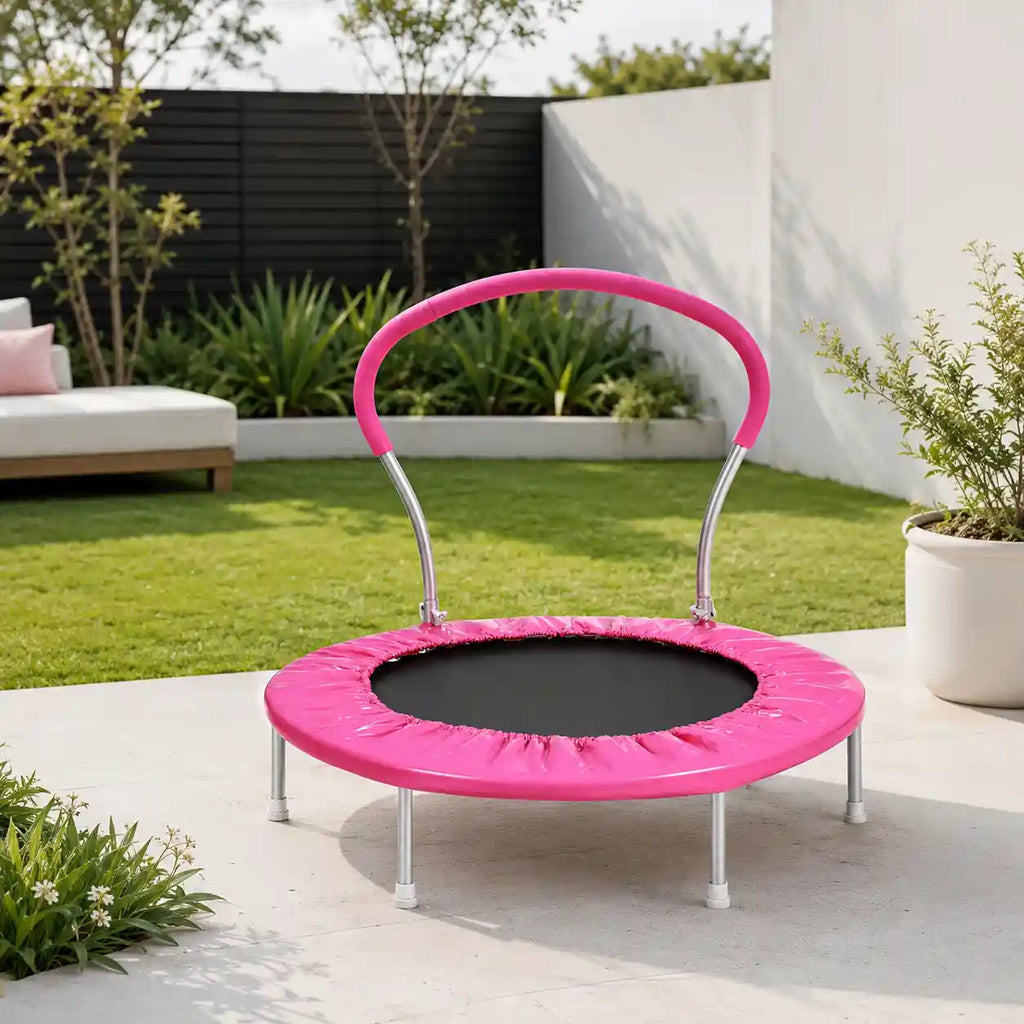 36" Kids Mini Trampoline with Safety Handle and Padded Frame Cover