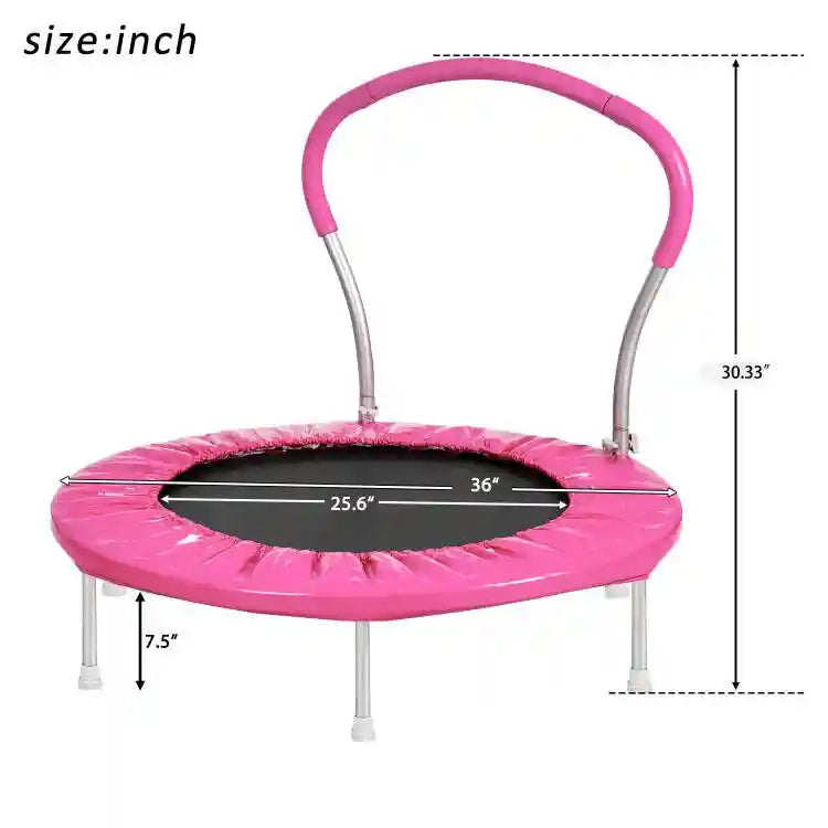36" Kids Mini Trampoline with Safety Handle and Padded Frame Cover
