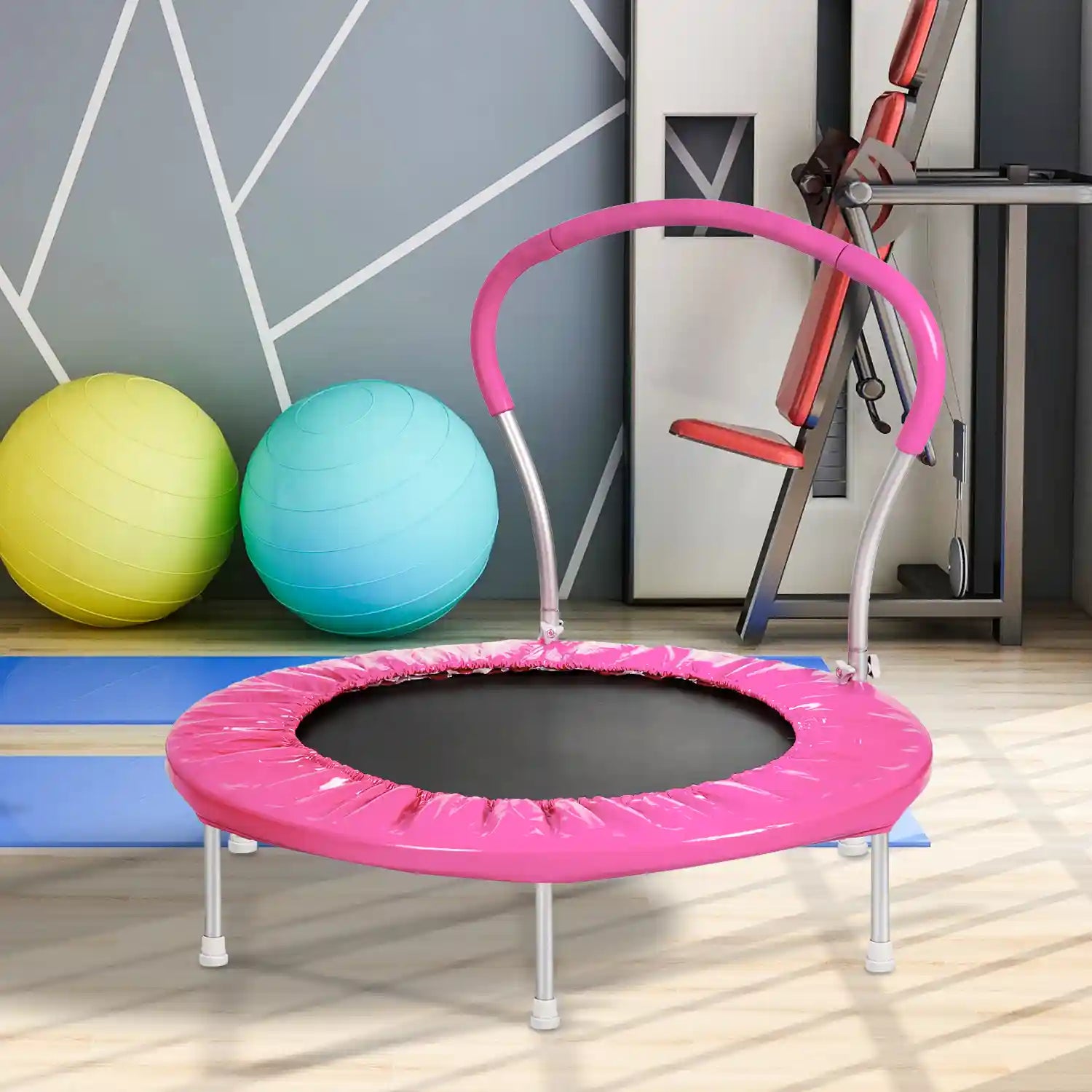 36" Kids Mini Trampoline with Safety Handle and Padded Frame Cover
