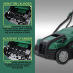 16" 2-in-1 Electric Lawn Dethatcher and Scarifier with 58QT Collection Bag
