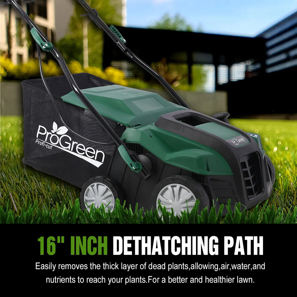 16" 2-in-1 Electric Lawn Dethatcher and Scarifier with 58QT Collection Bag