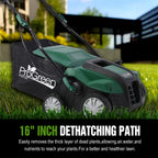 16" 2-in-1 Electric Lawn Dethatcher and Scarifier with 58QT Collection Bag