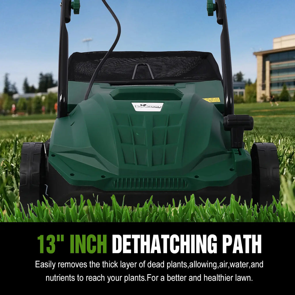 13" 2-in-1 Electric Lawn Dethatcher and Scarifier with 31.7QT Collection Bag