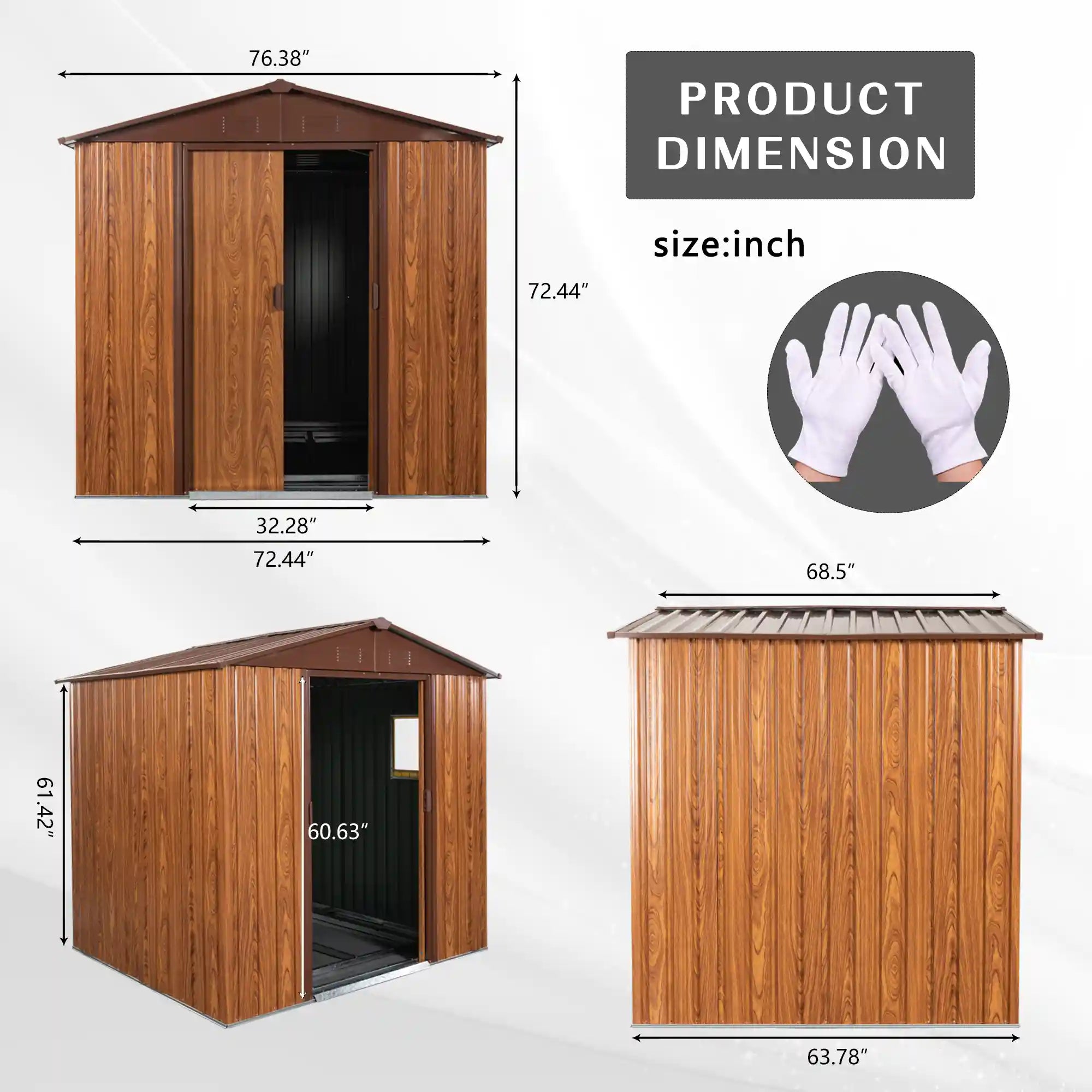 6' × 4' Wood-Grain Metal Outdoor Storage Shed with Window, Lockable Door and Foundation Frame