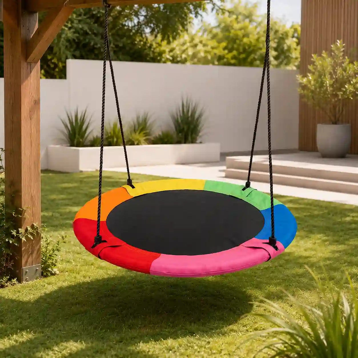 40" Saucer Tree Swing for Kids and Adults with Padded Steel Frame