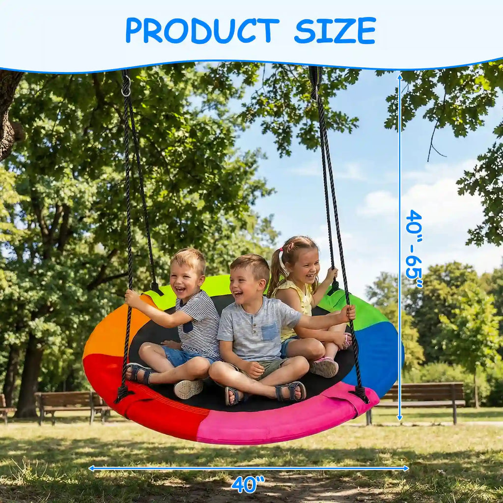 40" Saucer Tree Swing for Kids and Adults with Padded Steel Frame