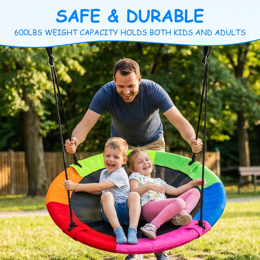 40" Saucer Tree Swing for Kids and Adults with Padded Steel Frame