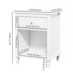 26" Wooden Nightstand with Drawer, Open Storage Shelf and Gold-Tone Handle