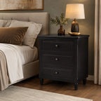 28" 3-Drawer Nightstand with Smooth-Glide Drawers and Wood Legs